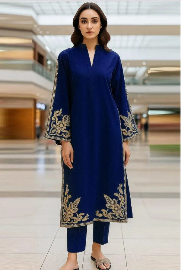 2 Pcs Women's Unstitched Embroidered Suit